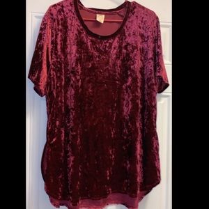 Burgundy Velvet Plus Blouse